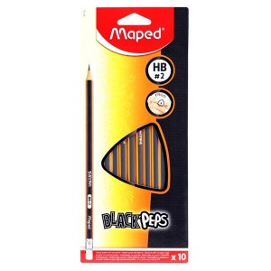 Maped Black Pep’s Box 10 Hb Triangular Rubber Tipped Pencils